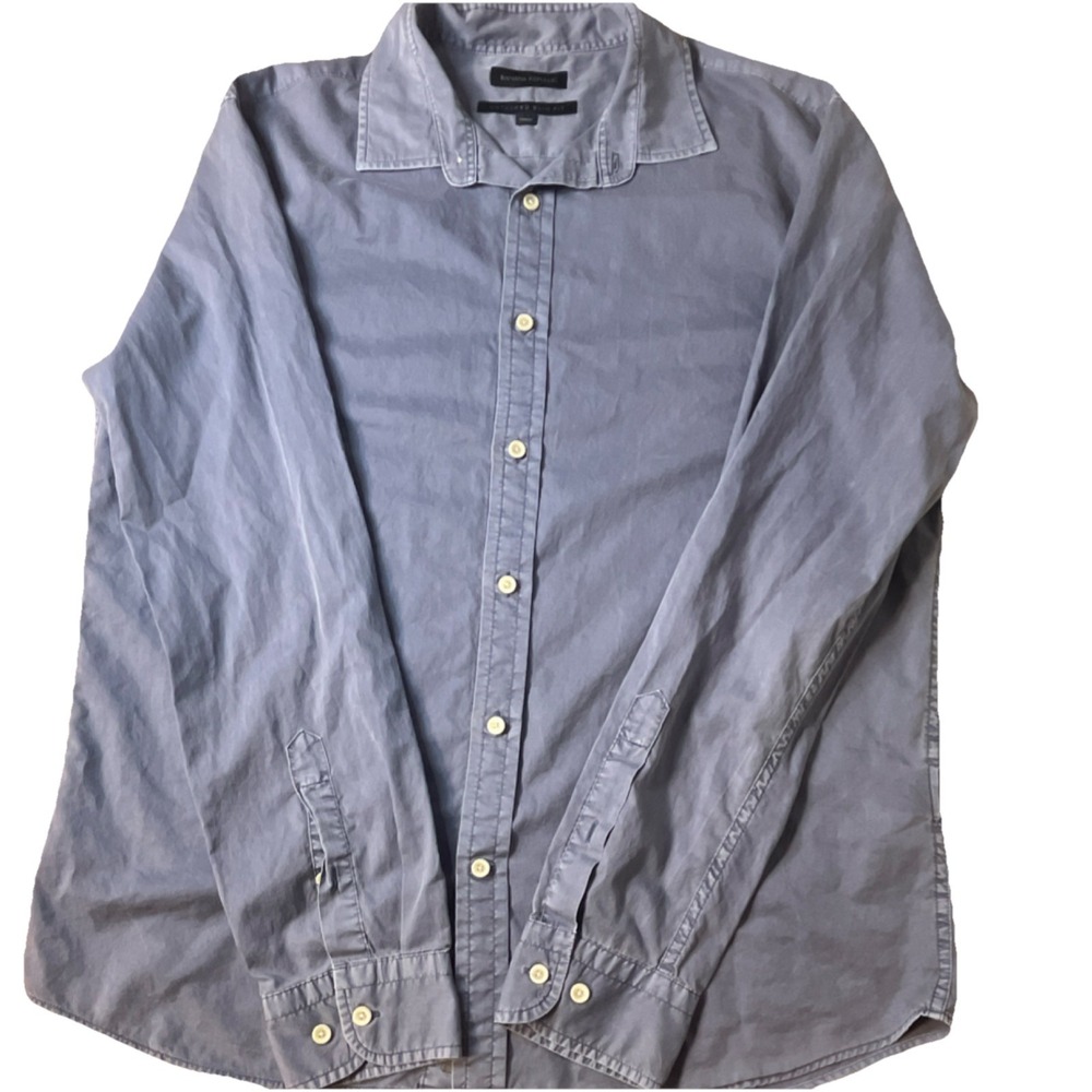 Banana‎ Republic Button Down Mens L Blue Untucked Slim Fit Casual Workwear Shirt